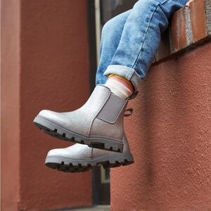 Native Kid's Kensington Treklite Grey Glitter Chelsea Boots Sz C7 18m-2 1/2 y